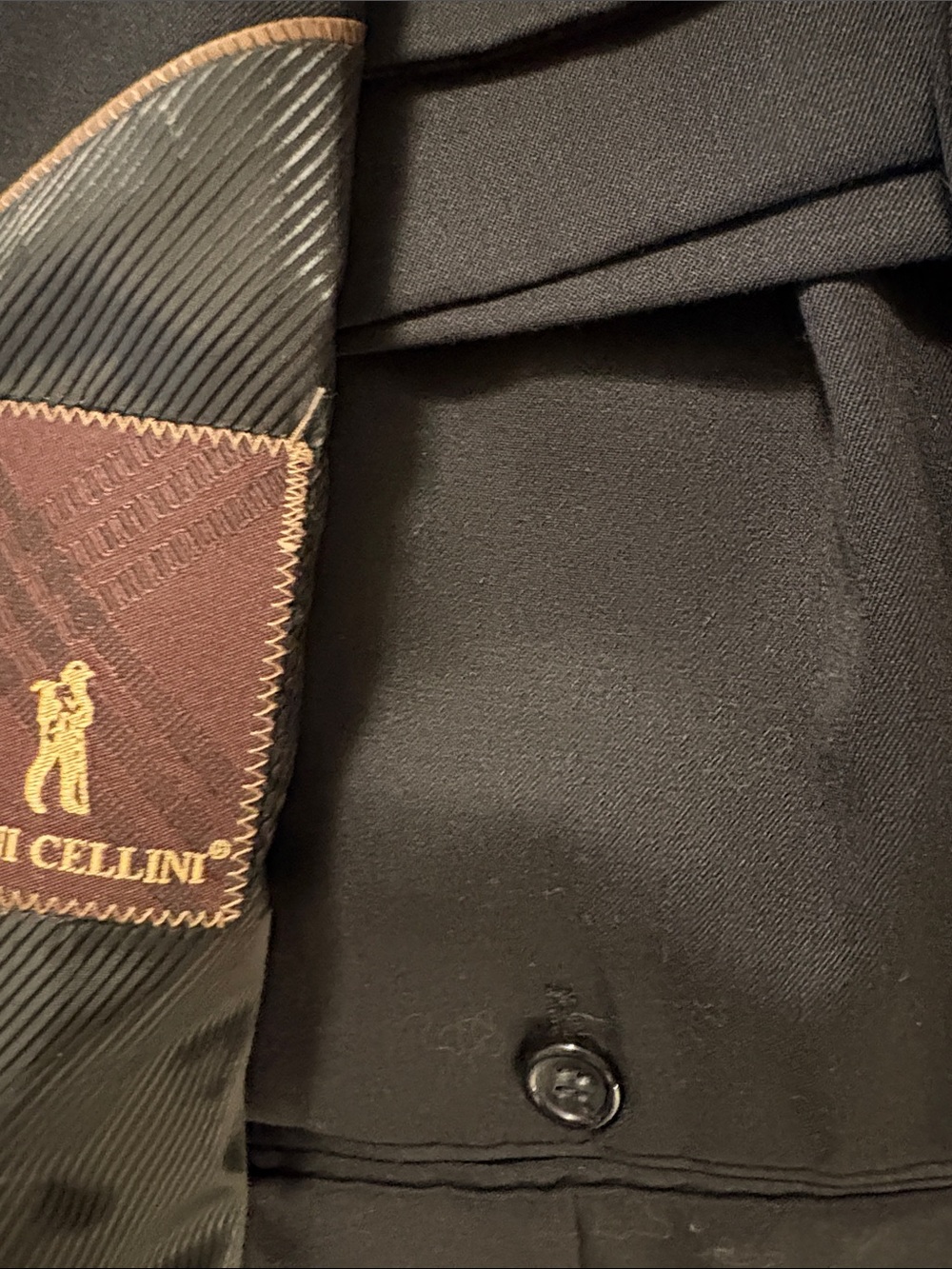 Gianni Cellini Black Suit with Striped Lining